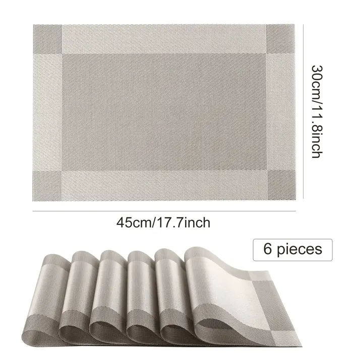 Ensemble de 2/4/6 napperons rectangulaires en PVC anti-brûlure