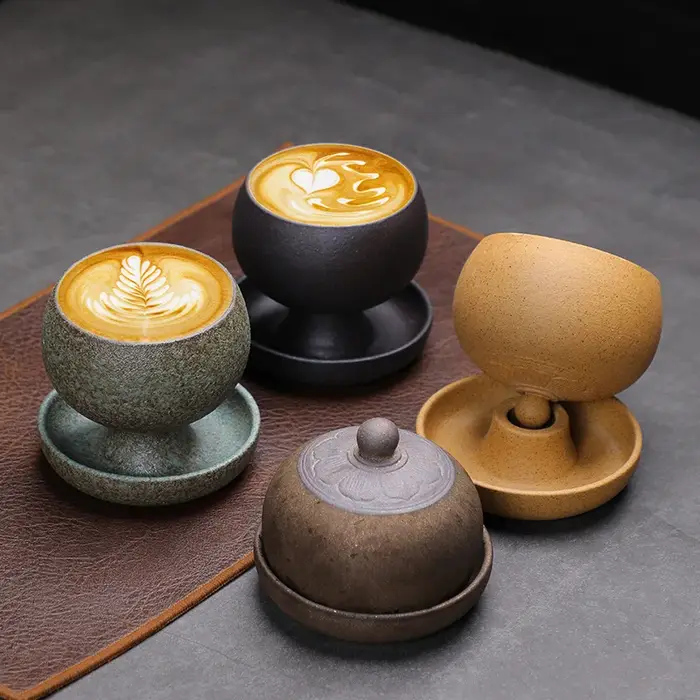 Petite tasse à café ronde en céramique créative avec soucoupe 5oz 150ml