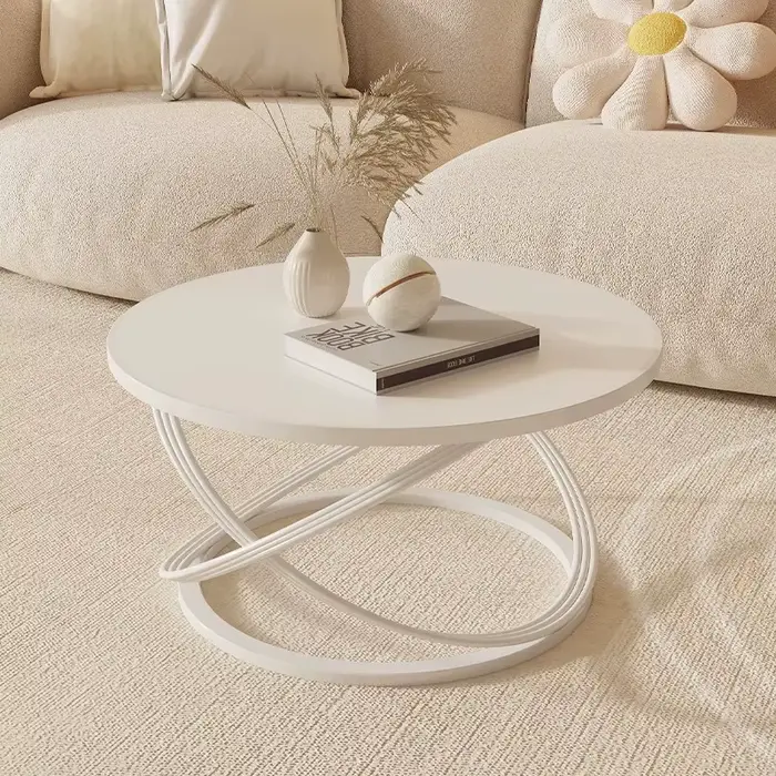 Salon de luxe Table basse Design moderne Premium Glam Tables basses blanc rond Muebles Para El Hogar décoration de la maison
