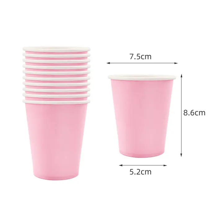 Assiettes en papier jetables, couleur unie, rose, bleu, rouge, blanc, noir, gobelets à boire, fourni