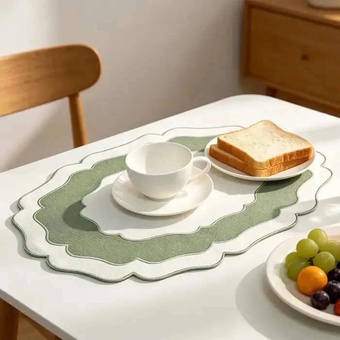 Set de table texturé en lin festonné
