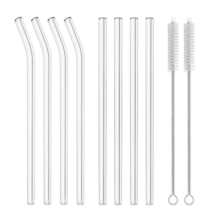 Pailles réutilisables en verre transparent