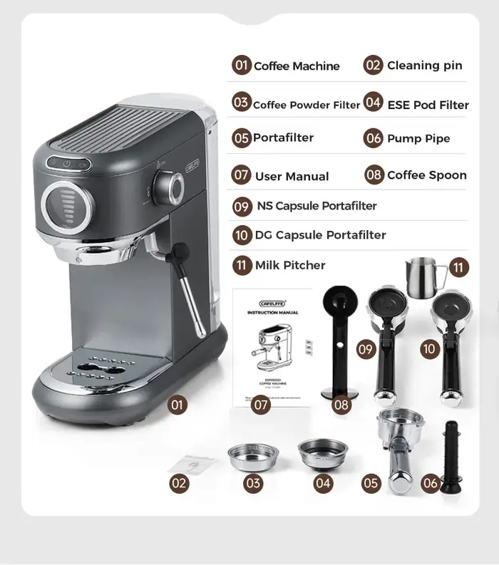 Cafelffe 4-en-1 cafetière chaude/froide Dolce gusto nespresso machine ESE dosette moulu Cappuccino expresso