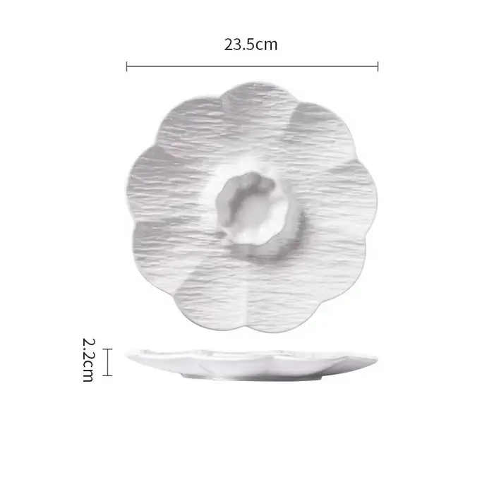 Assiette à raviolis en céramique blanche avec coupelle à vinaigre