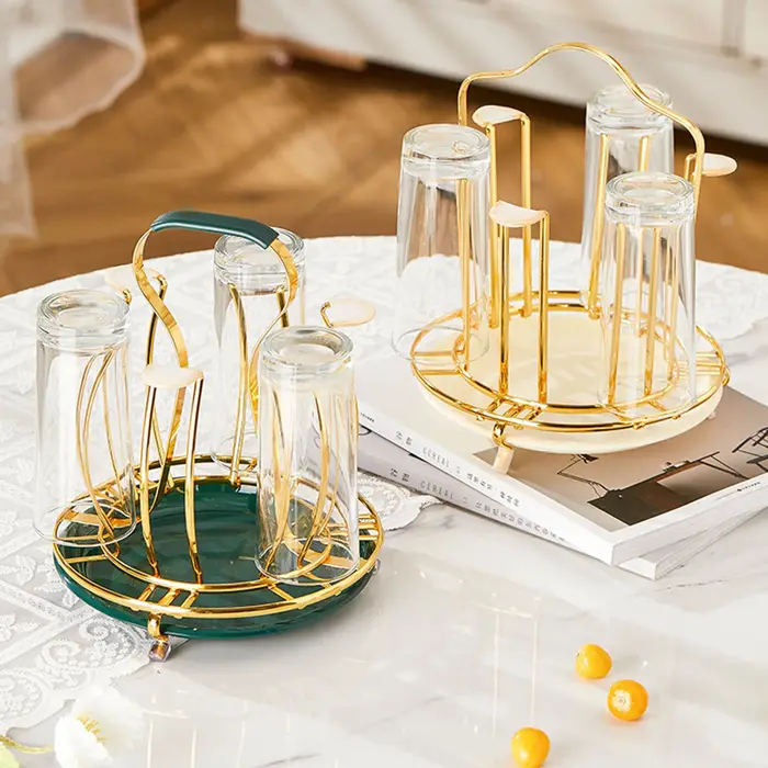 Rangement de gobelets en verre en métal de forme ronde T1