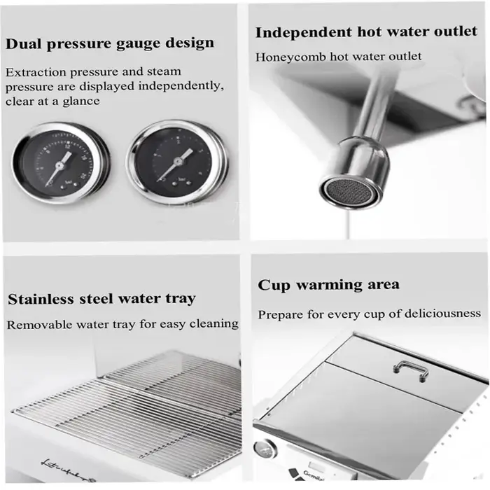 Machine à expresso italienne haut de gamme à double chaudière avec système d'extraction commerciale 58Pro pour usage domestique et commercial