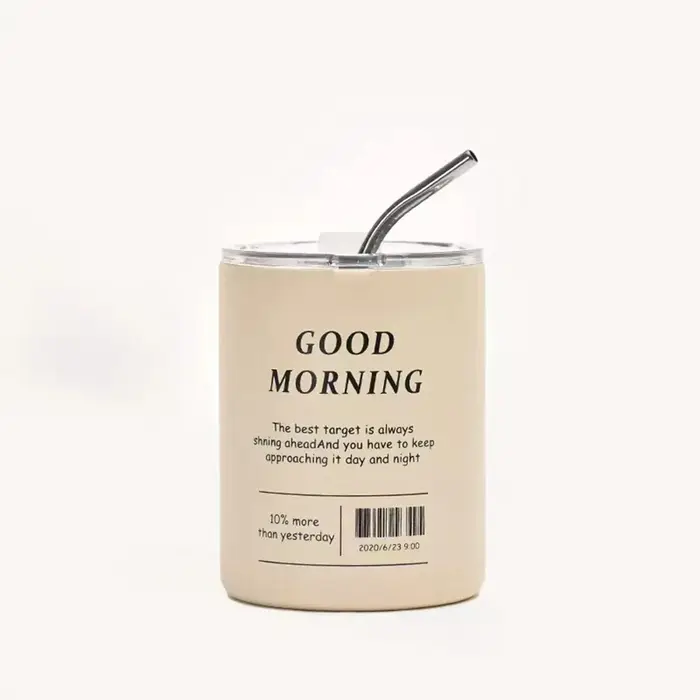 Tasse à café Thermos en acier inoxydable, refroidisseur Double couche, tasse en paille, tasse à café