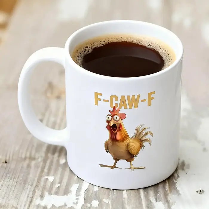 Tasse à café en céramique drôle f-caw-f poulet