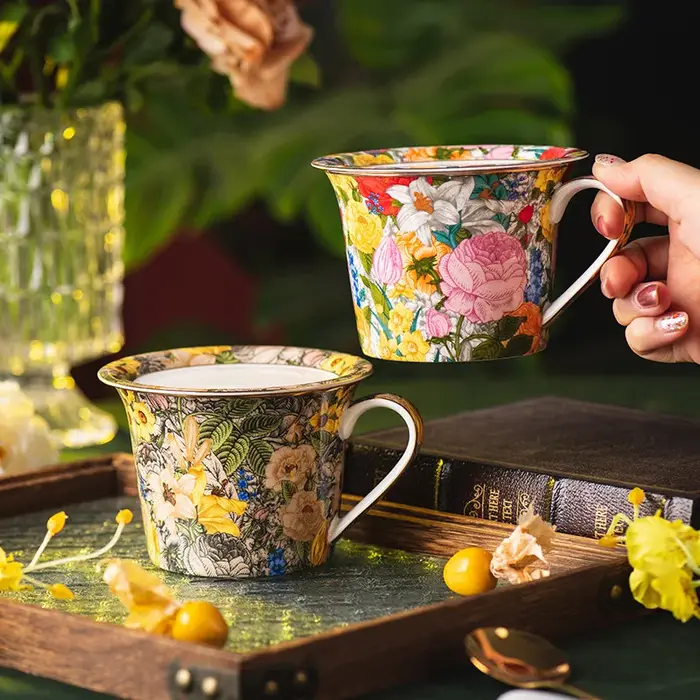 Tasse à café en céramique européenne avec couvercle