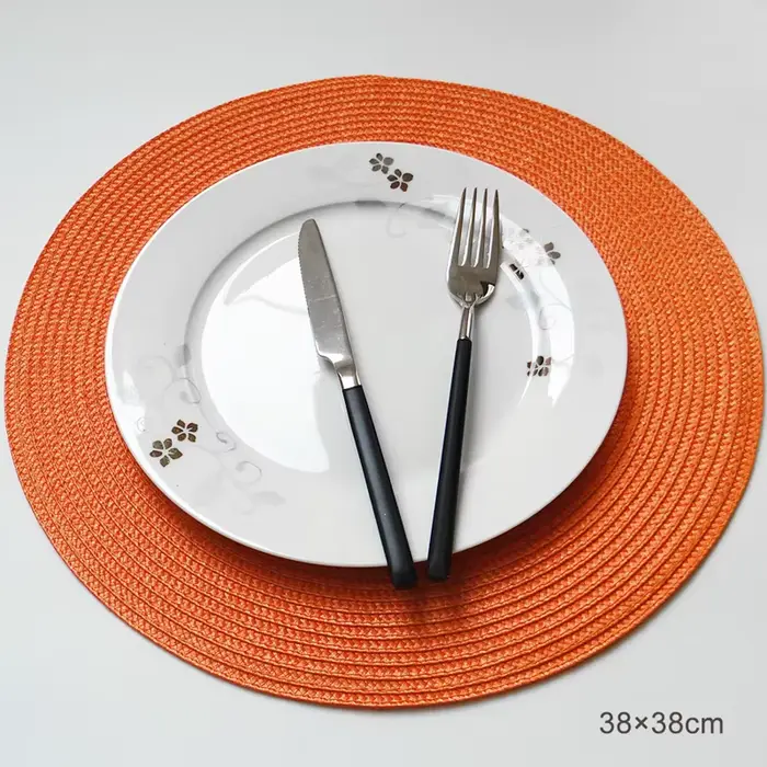 Ensemble de sets de table ronds, tapis de table circulaire tressé, lavables, pour cuisine, Table à m