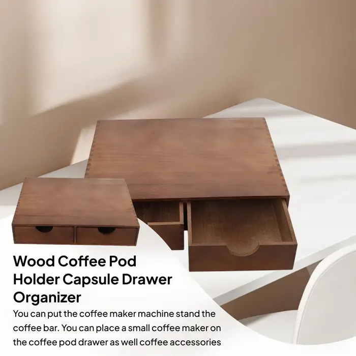 Tiroir de rangement pour capsules de café en bois