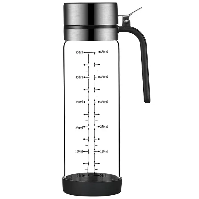 Bouteille d'huile en verre avec couvercle rabattable, pot d'huile étanche, sauce soja de cuisine pré