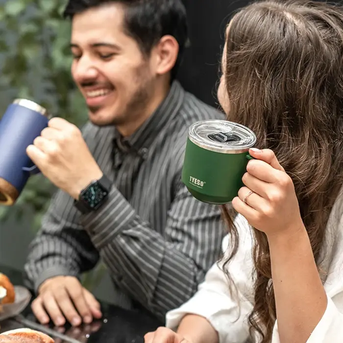 TYESO 330ML gobelet pour tasse à café en acier inoxydable isolé sous vide exquis empilable extérieur Portable sûr et fiable