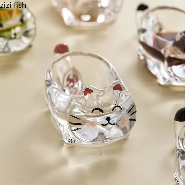 Plat d'assaisonnement en verre de cristal pour chat