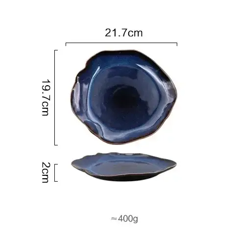 Assiettes en céramique bleu profond