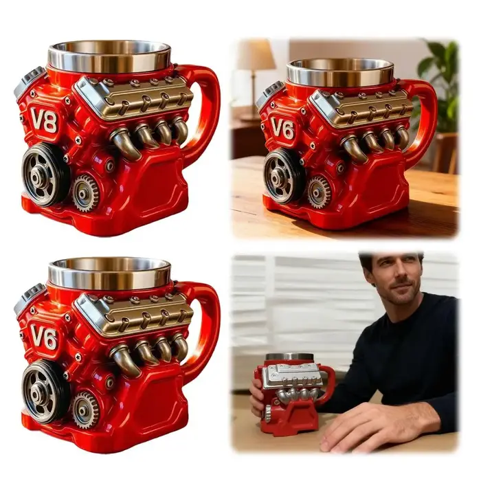 Tasse à café vintage en forme de moteur 200 ml – Mug isotherme pour les passionnés de voitures
