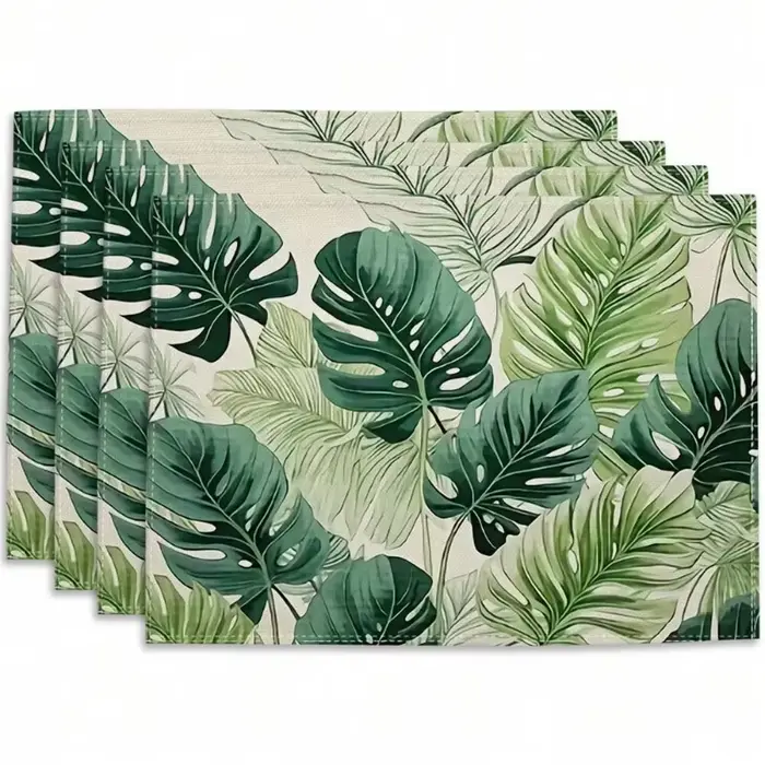 Sets de Table Imprimés de Feuilles Vertes Tropicales