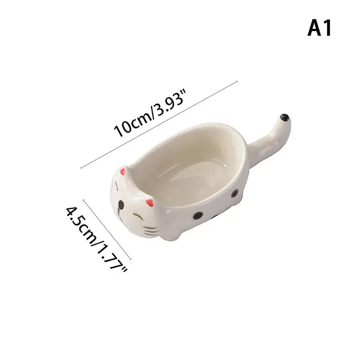 Plats à Sauce chat/lapin de dessin animé, Pot en céramique, plats à tremper, couteau de cuisine et porte-fourchette, décoration de Table
