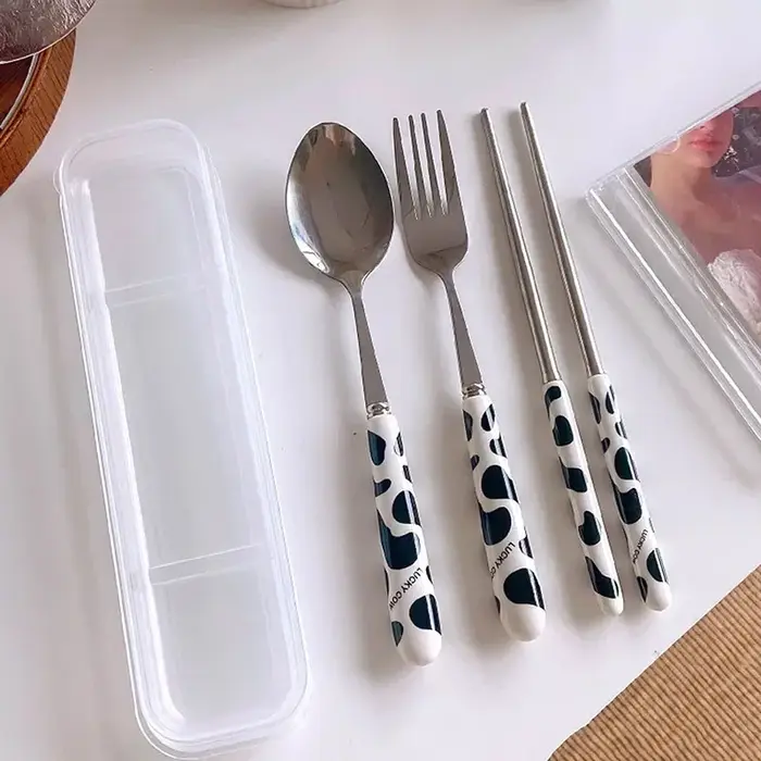 Ensemble de vaisselle Portable 3 pièces avec mallette de rangement