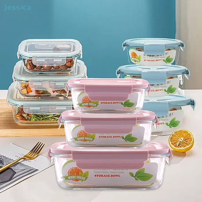 ♥ Boîte à Bento en verre borosilicate élevé avec couvercles
