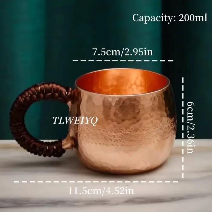 Mug à café en cuivre, large ouverture pour le petit-déjeuner à la maison