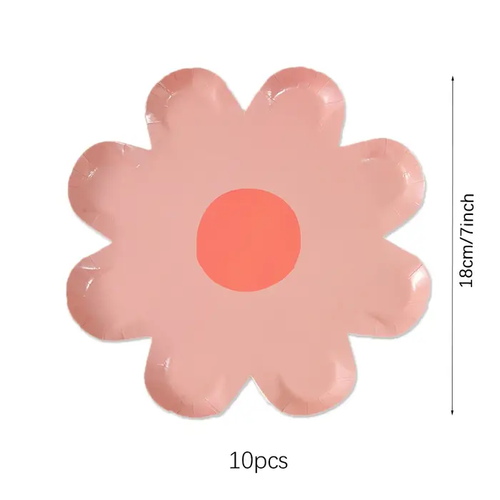 Lot de 10 assiettes jetables en papier motif marguerite pour gâteaux