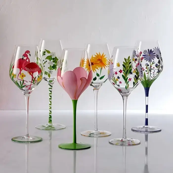 Verres à Champagne Vintage peints à la main