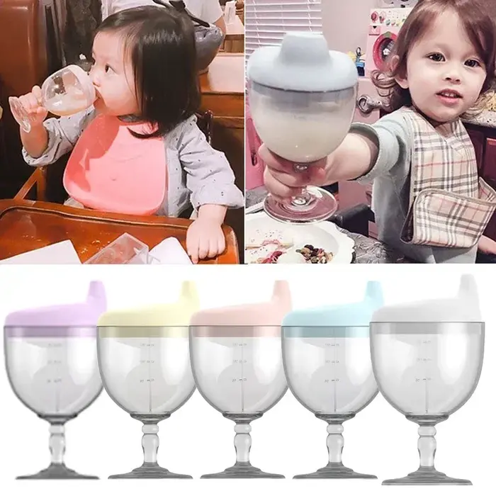 Bébé apprentissage biberon nouveauté verre à vin en forme de Sippy tasse avec couvercle enfants Toldder