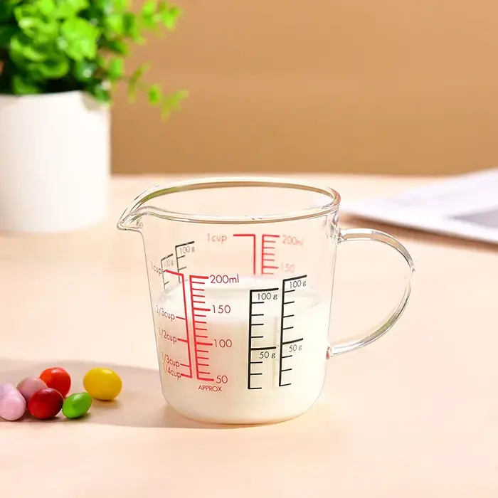 Tasse à mesurer en verre résistant à la chaleur YWDL avec poignée