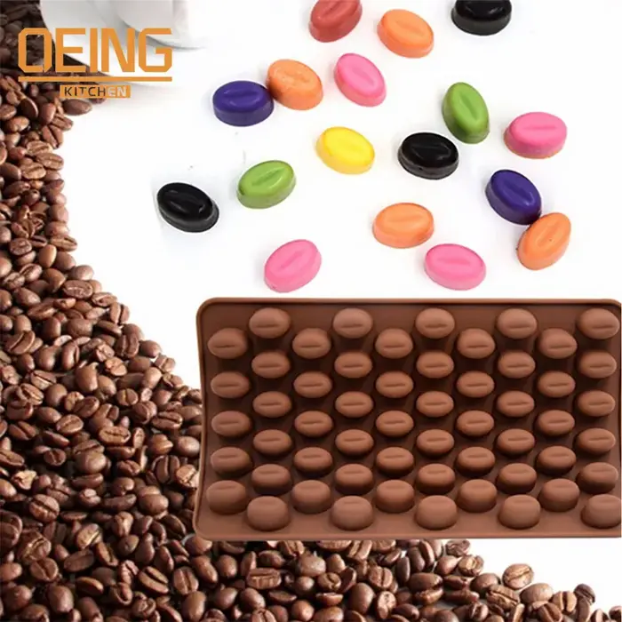 Nouveauté haute qualité Silicone 55 cavités Mini grains de café chocolat sucre bonbons moule
