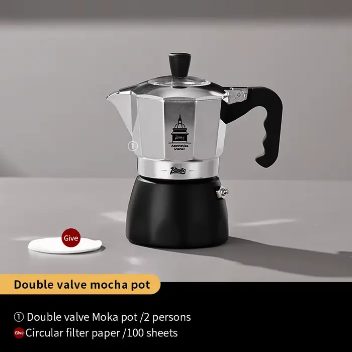 BINCOO Pot Moka à Double Valve, cafetière à Extraction d'expresso, Pot Moka Portable pour Machine do
