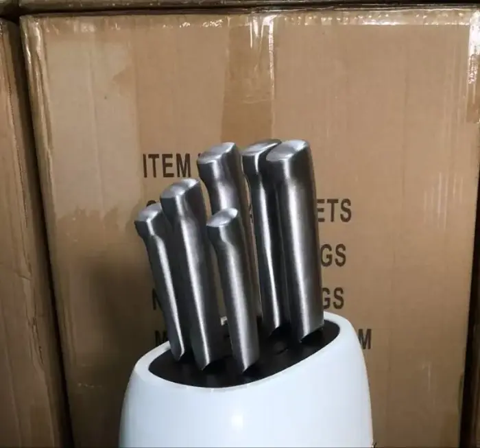 Support à couteaux de cuisine en acier inoxydable pour 6 couteaux, avec bloc en bois en option