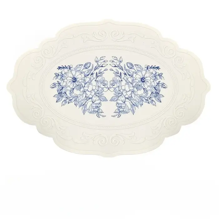 Set de table en silicone sculpté, motif rétro, floral, pour table à manger, cuisine, café, imperméab