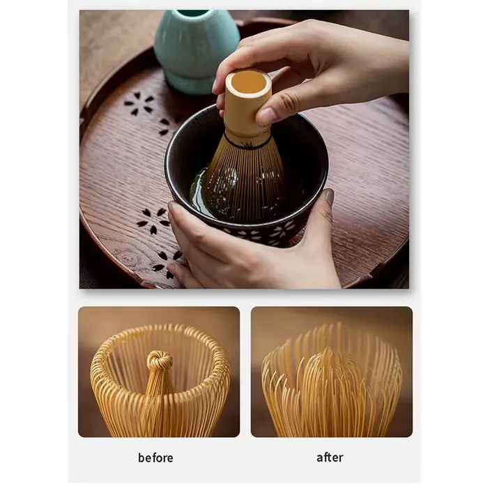 Fouet à thé Matcha japonais (Chasen), cuillère à thé (Chashaku), thé Matcha