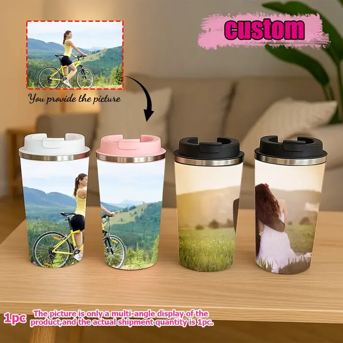 1 tasse à café isotherme en acier inoxydable personnalisée avec photo