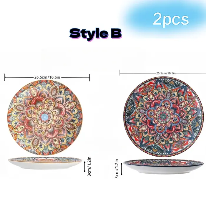 Assiette ronde en céramique de style bohème
