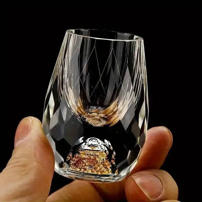 Verre à Shot de montagne doré en cristal luxueux