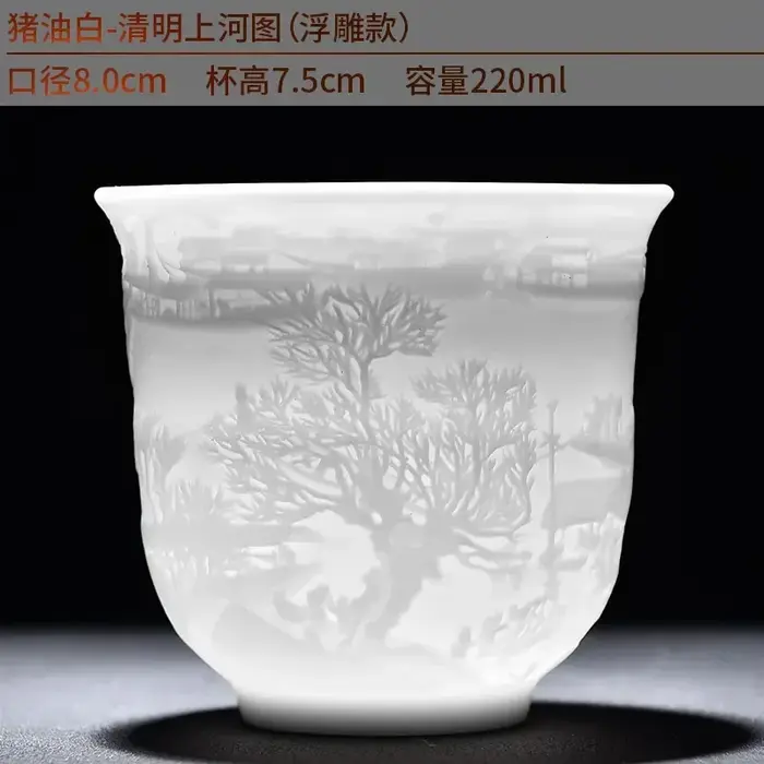 Service à thé en céramique de graisse de chèvre chinoise, service à thé en jade, échantillon de tass
