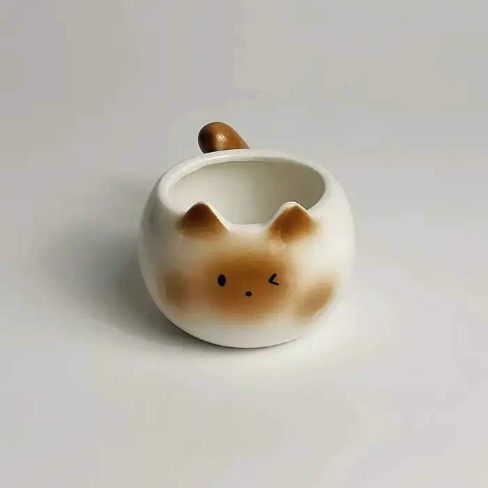 Tasse en céramique mignonne créative en forme de chat siamois