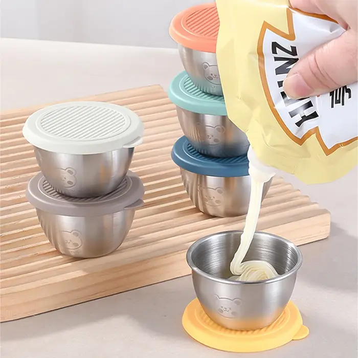 Récipient de Sauce à salade réutilisable en acier inoxydable 304