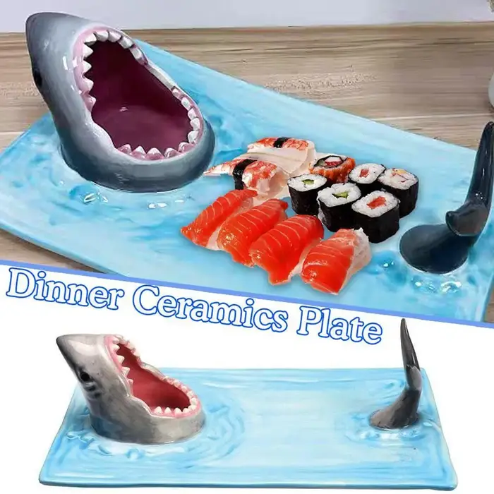 Assiette en céramique requin bord de mer
