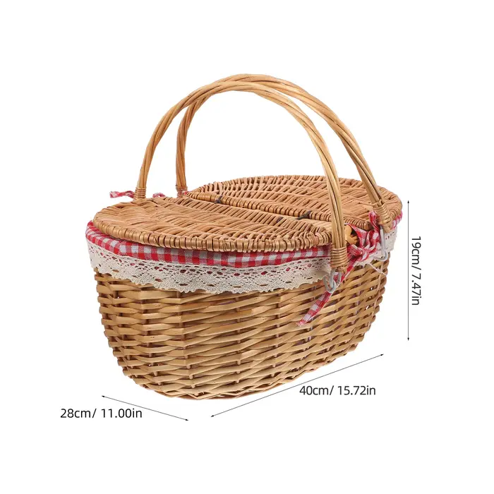 Panier de pique-nique en osier 38x28x18cm