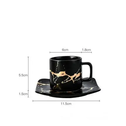 Tasses à café incrustées de marbre doré