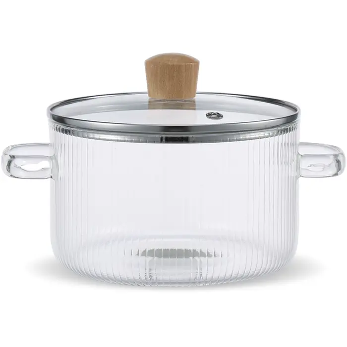 Casserole en verre transparente avec couvercle, 1,6 l, marmite à soupe en verre résistant à la chale
