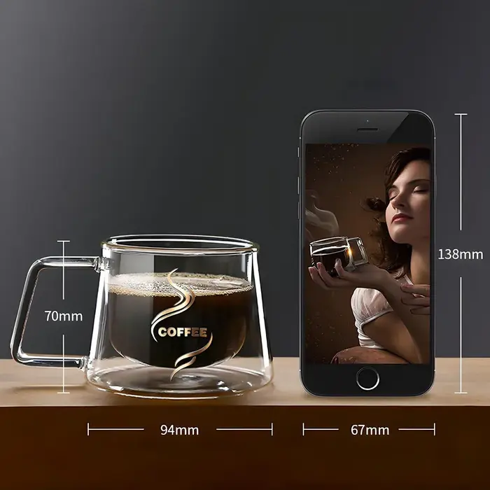 Tasse à expresso transparente résistante à la chaleur de 200ML