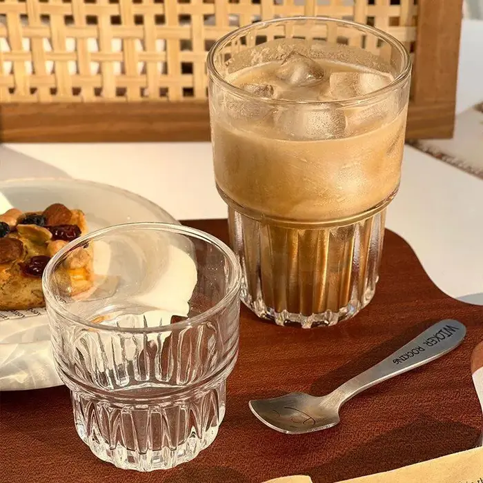 Tasse à café en verre texturé haut de gamme