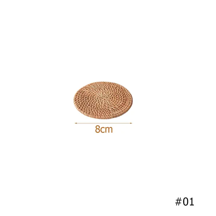 Set de Table Rond Rétro en Rotin Naturel Tissé, Isolation Polymérique, Pot Cowijk, Napperons de Café