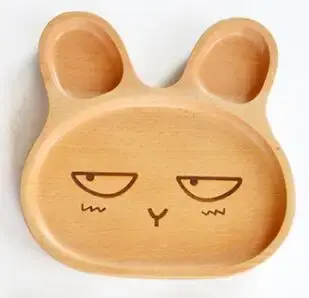 Assiette en bois naturel 20 cm Assiette à dessert pour enfant Plat en bois Lapin