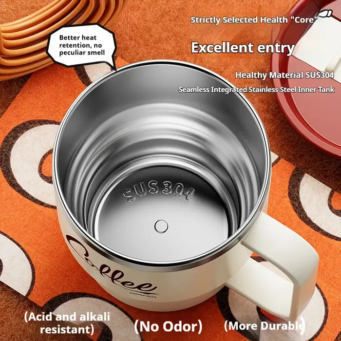 Mug à café en acier inoxydable de 400 ml avec poignée