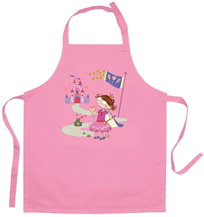 Tablier de cuisine enfant Princesse et grenouille recycl Rose 52 x 63